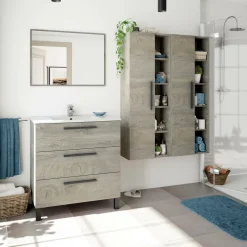 Mobile colonna bagno sospeso 51x135h cm rovere - Achisa