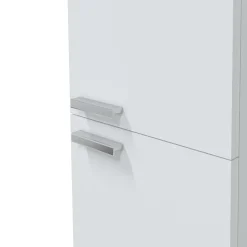 Mobile Colonna Bianco Lucido Marrone Rovere 3 Ripiani 2 Ante 30x25x182h cm, Reversibile - Trogir