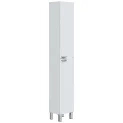 Mobile Colonna Bianco Lucido Marrone Rovere 3 Ripiani 2 Ante 30x25x182h cm, Reversibile - Trogir