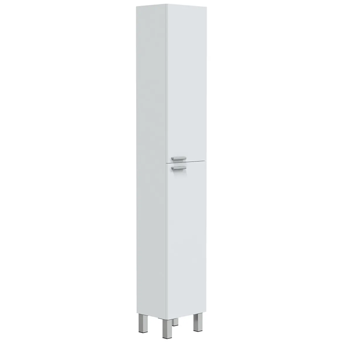 Mobile Colonna Bianco Lucido Marrone Rovere 3 Ripiani 2 Ante 30x25x182h cm, Reversibile - Trogir