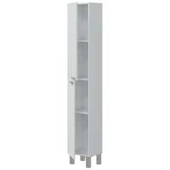 Mobile Colonna Bianco Lucido Marrone Rovere 3 Ripiani 2 Ante 30x25x182h cm, Reversibile - Trogir