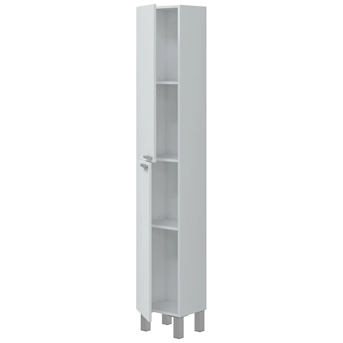 Mobile Colonna Bianco Lucido Marrone Rovere 3 Ripiani 2 Ante 30x25x182h cm, Reversibile - Trogir