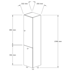 Mobile Colonna Bianco 3 Ripiani Un'anta 30x30x170h cm, 5 Vani - Leuca