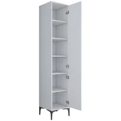 Mobile Colonna Bianco 5 Ripiani 2 Ante 40x40x199h cm, 6 Vani - Dumenza
