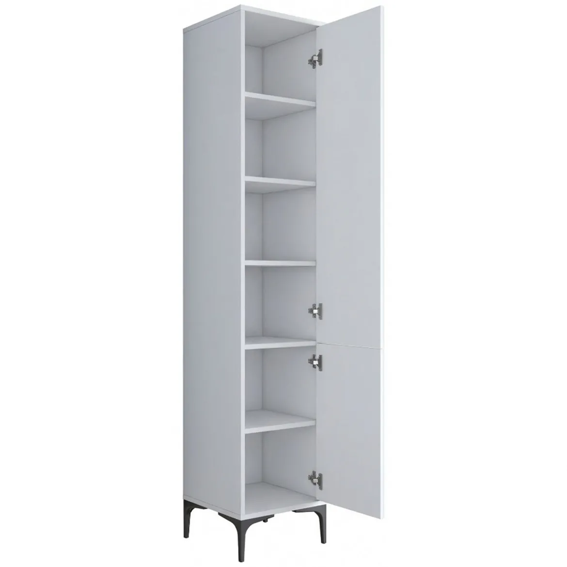 Mobile Colonna Bianco 5 Ripiani 2 Ante 40x40x199h cm, 6 Vani - Dumenza
