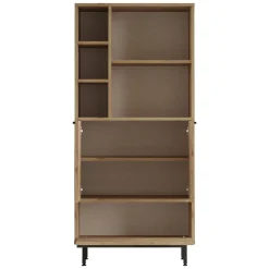 Mobile Colonna Marrone Rovere 4 Ripiani 3 Ante 75x36x162h cm, 8 Vani - Fermana