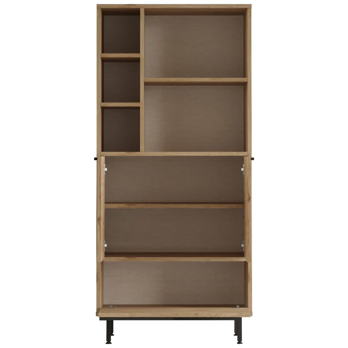 Mobile Colonna Marrone Rovere 4 Ripiani 3 Ante 75x36x162h cm, 8 Vani - Fermana