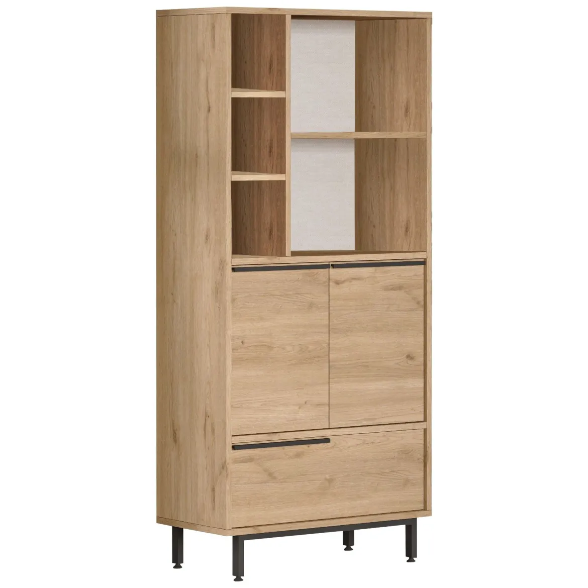 Mobile Colonna Marrone Rovere 4 Ripiani 3 Ante 75x36x162h cm, 8 Vani - Fermana