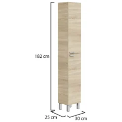 Mobile Colonna Marrone Rovere Grigio Nero Antracite 3 Ripiani 2 Ante 30x25x182h cm, Reversibile - Trogir