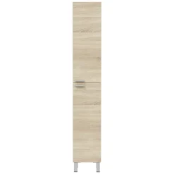 Mobile Colonna Marrone Rovere Grigio 3 Ripiani 2 Ante 30x25x182h cm, Reversibile - Nin