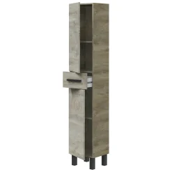 Mobile Colonna Marrone Rovere Grigio Nero Antracite un Cassetto 3 Ripiani 35x31x182h cm, 2 Ante - Alka