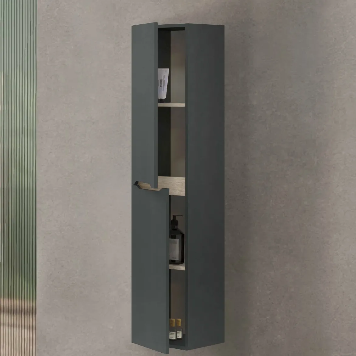 Mobile Colonna Nero Antracite Marrone Rovere Modulabile Cassetti 31x26x135h cm, 2 Ripiani - Arissa