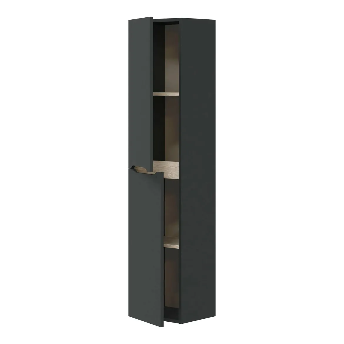 Mobile Colonna Nero Antracite Marrone Rovere Modulabile Cassetti 31x26x135h cm, 2 Ripiani - Arissa