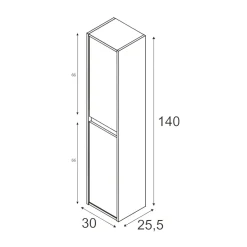 Mobile colonna sospeso 2 ante 30x140h cm quercia - Aladin