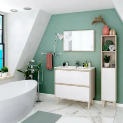 Mobile colonna 30x150h cm rovere e bianco lucido - Lazzarina