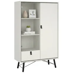 Mobile con vetrina 2 ante 101x40x161h cm bianco e nero - Mora