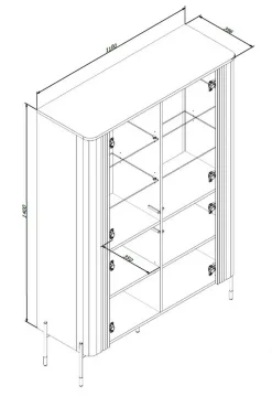 Mobile con vetrina 2 ante 110x39x160h cm bianco - Cimino