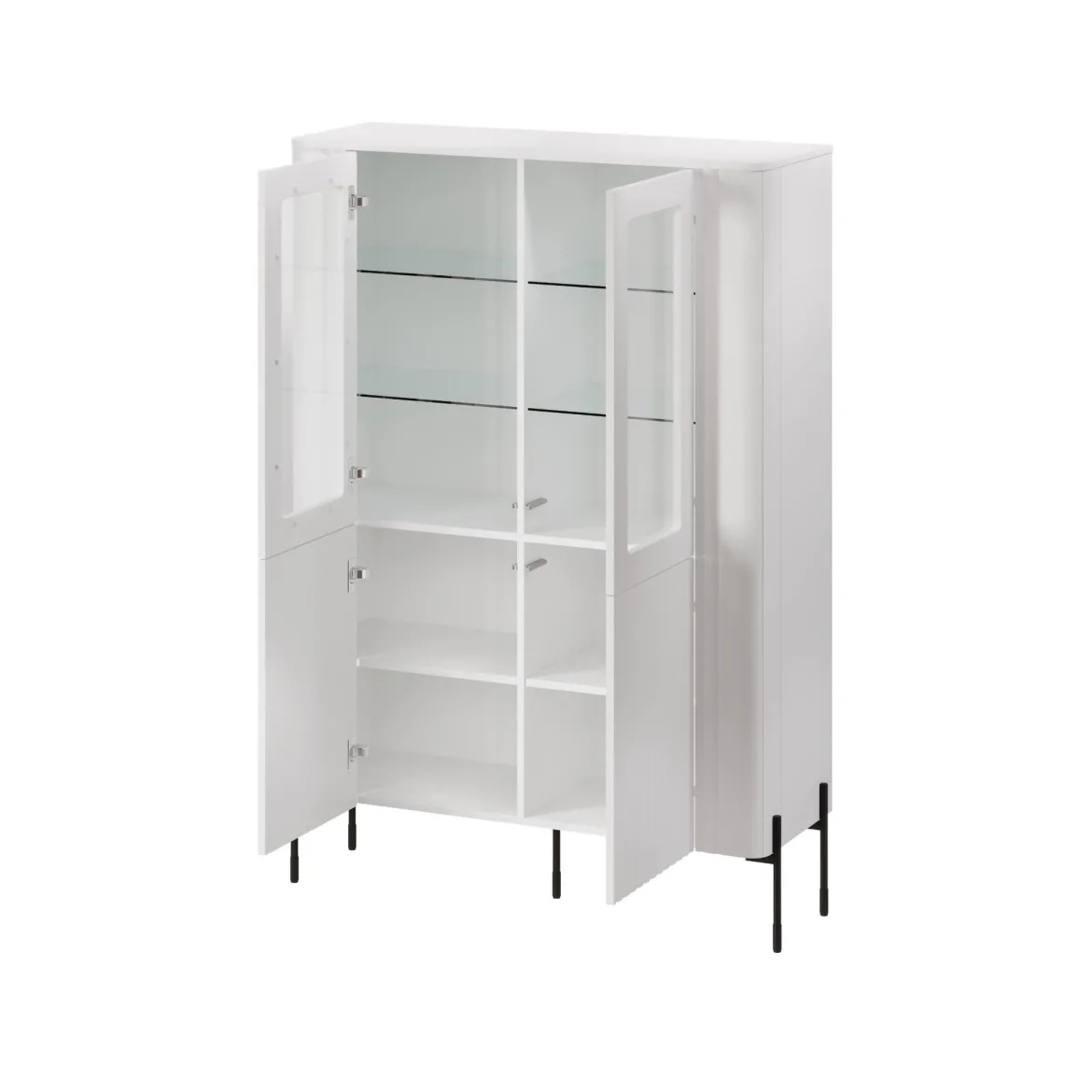 Mobile con vetrina 2 ante 110x39x160h cm bianco - Cimino