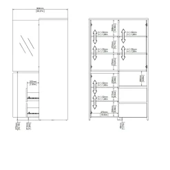 Mobile con vetrina 3 ante 100x48x170h cm rovere e bianco lucido - Reykjavik