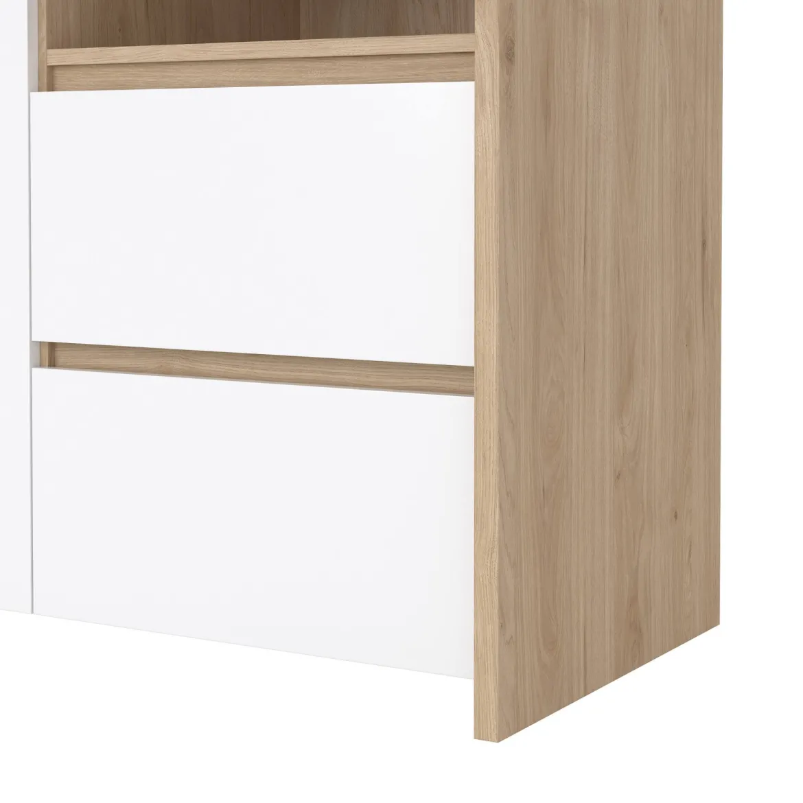 Mobile con vetrina 3 ante 100x48x170h cm rovere e bianco lucido - Reykjavik