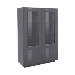 Mobile con vetrina 4 ante 100x41x146h cm antracite lucido - Agostino