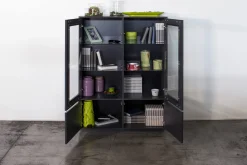 Mobile con vetrina 4 ante 100x41x146h cm antracite lucido - Agostino