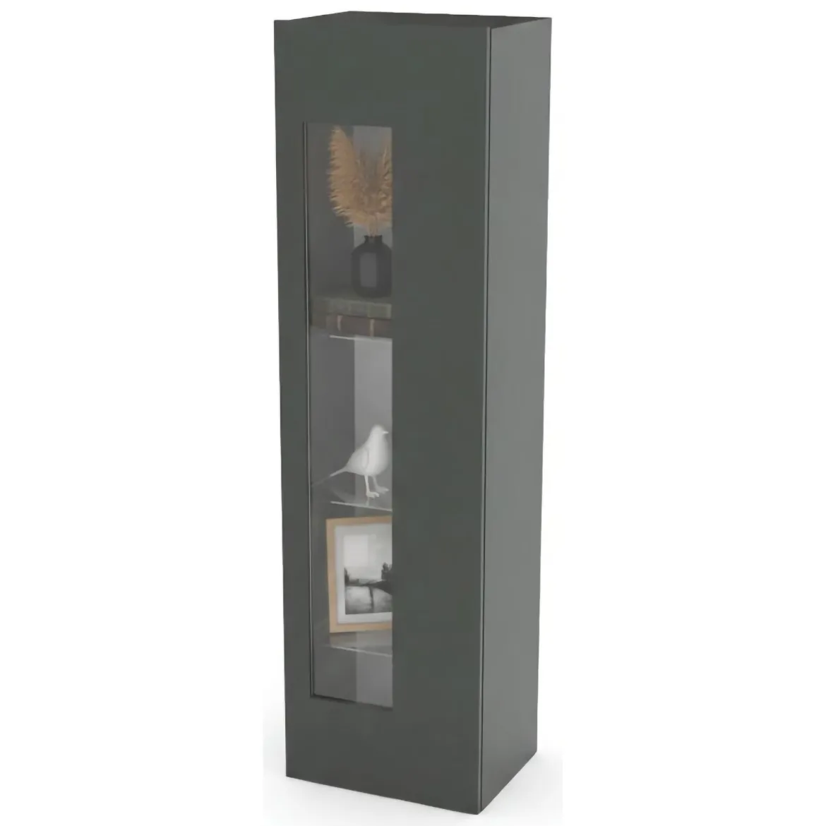 Mobile con vetrina elegante 45x34x162h cm antracite lucido - Adatka