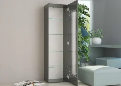 Mobile con vetrina elegante 45x34x162h cm antracite lucido - Adatka