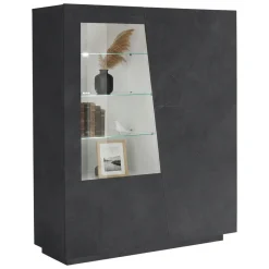 Mobile con vetrina moderno soggiorno 2 ante 120x43x146h cm ardesia - Ask
