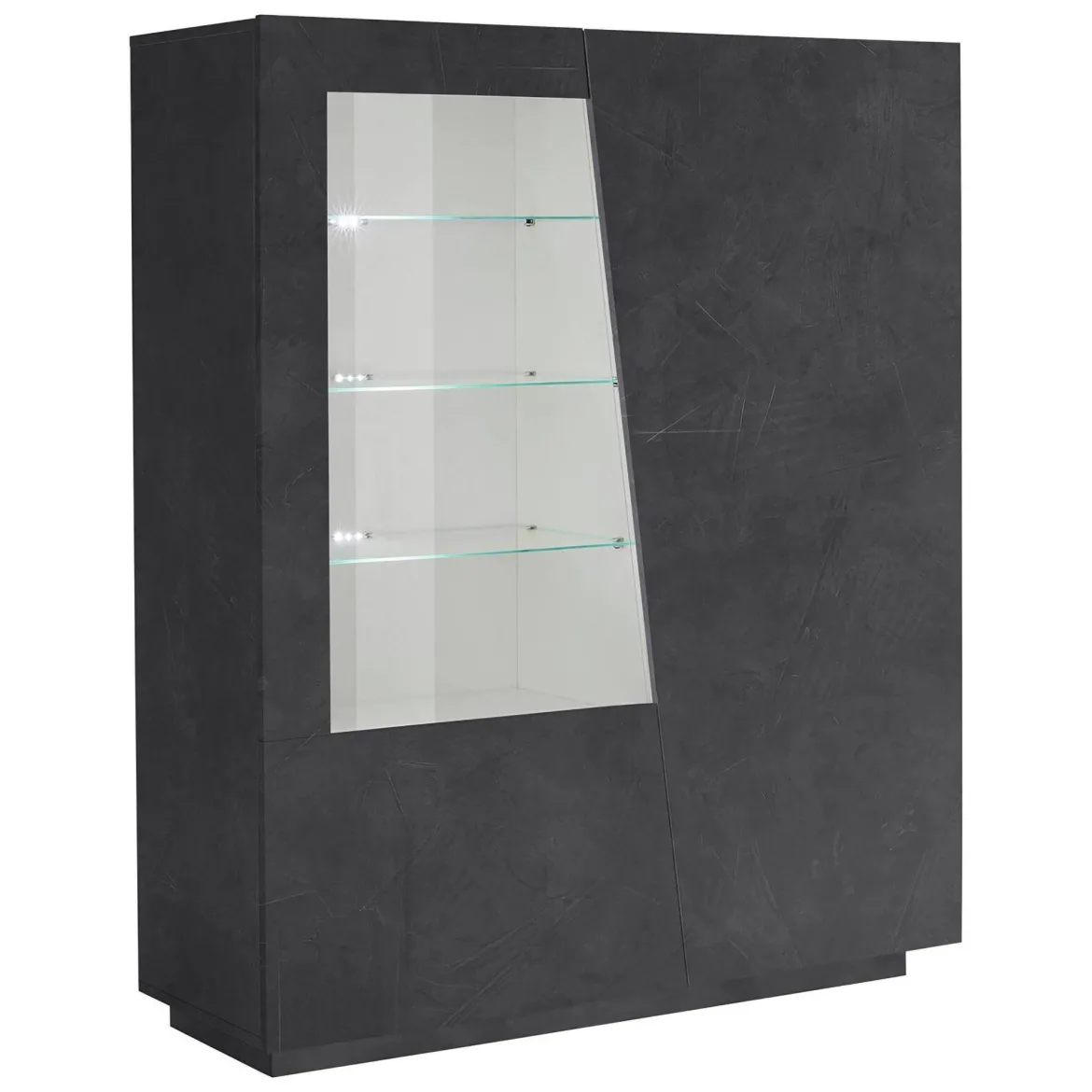 Mobile con vetrina moderno soggiorno 2 ante 120x43x146h cm ardesia - Ask