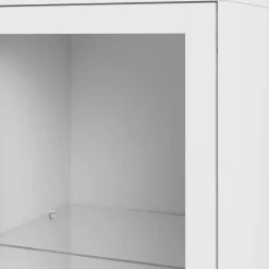 Mobile con vetrina scandi 2 ante 98x39x200h cm bianco e quercia - Amedeo