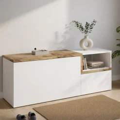 Mobile da ingresso 2 ante bianco lucido e acero 120x54h cm - Aska