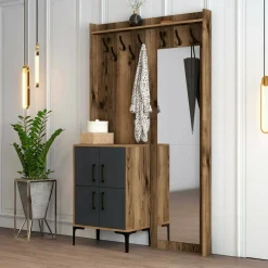 Mobile da ingresso 2 ante noce e antracite 120x200h cm - Isidore