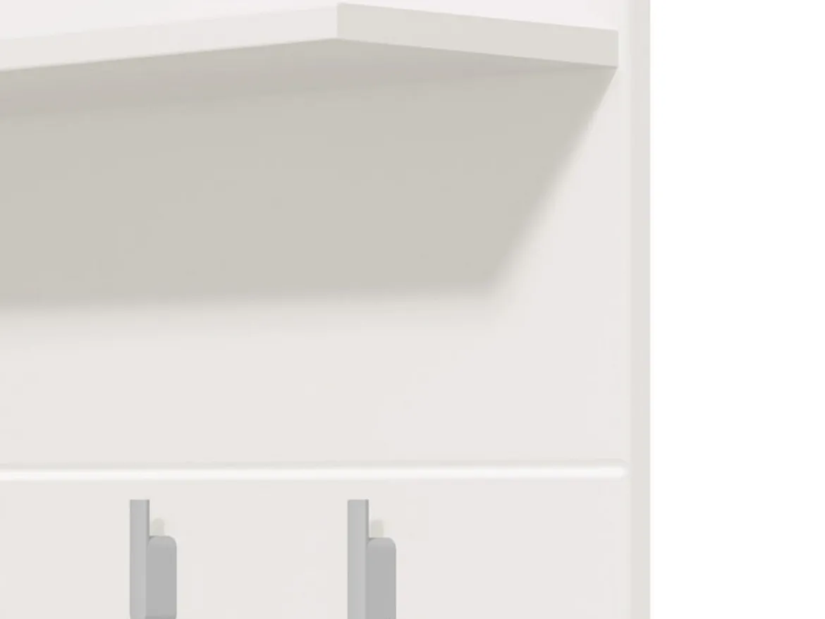 Mobile da Ingresso Bianco Bianco un Ripiano Appendiabiti 76x19.5x114h cm, Installazione Sospeso - Valdemone