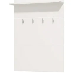 Mobile da Ingresso Bianco Bianco un Ripiano Appendiabiti 76x19.5x114h cm, Installazione Sospeso - Valdemone