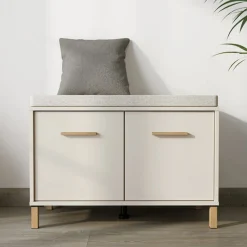 Mobile da Ingresso Bianco Crema Grigio Chiaro un Ripiano 2 Ante 80x40x57h cm, 2 Vani - Marciana