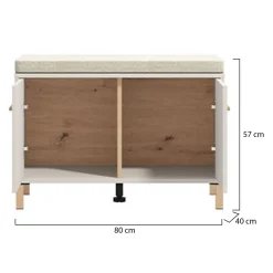 Mobile da Ingresso Bianco Crema Marrone Noce 15 Paia Cassetti 123x30x186h cm, 4 Ripiani Made in Italy - Faicchio