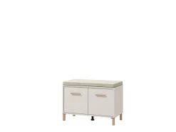 Mobile da Ingresso Bianco Crema Marrone Noce 15 Paia Cassetti 123x30x186h cm, 4 Ripiani Made in Italy - Faicchio