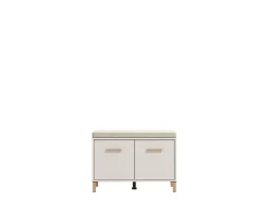Mobile da Ingresso Bianco Crema Marrone Noce 15 Paia Cassetti 123x30x186h cm, 4 Ripiani Made in Italy - Faicchio