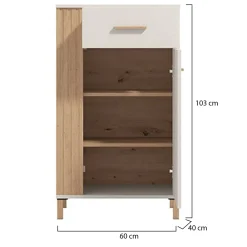 Mobile da Ingresso Bianco Crema Nero un Cassetto 2 Ripiani 51.5x35x98h cm, Un'anta - Trevi