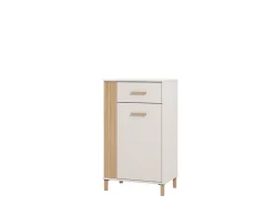 Mobile da Ingresso Bianco Crema Nero un Cassetto 2 Ripiani 51.5x35x98h cm, Un'anta - Trevi