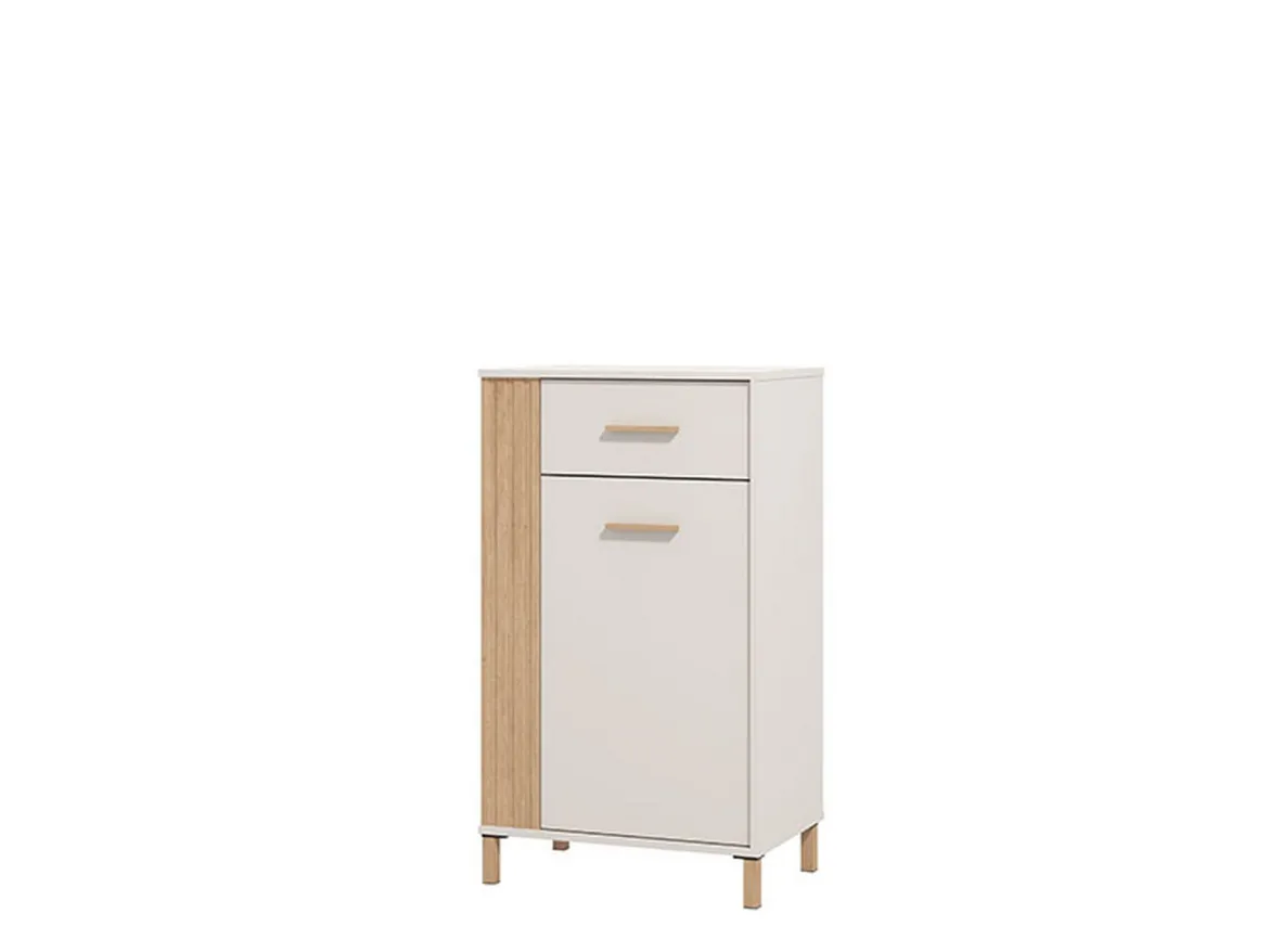 Mobile da Ingresso Bianco Crema Nero un Cassetto 2 Ripiani 51.5x35x98h cm, Un'anta - Trevi