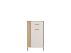Mobile da Ingresso Bianco Crema Nero un Cassetto 2 Ripiani 51.5x35x98h cm, Un'anta - Trevi