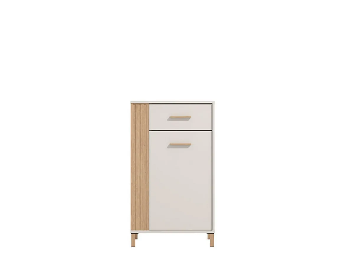 Mobile da Ingresso Bianco Crema Nero un Cassetto 2 Ripiani 51.5x35x98h cm, Un'anta - Trevi