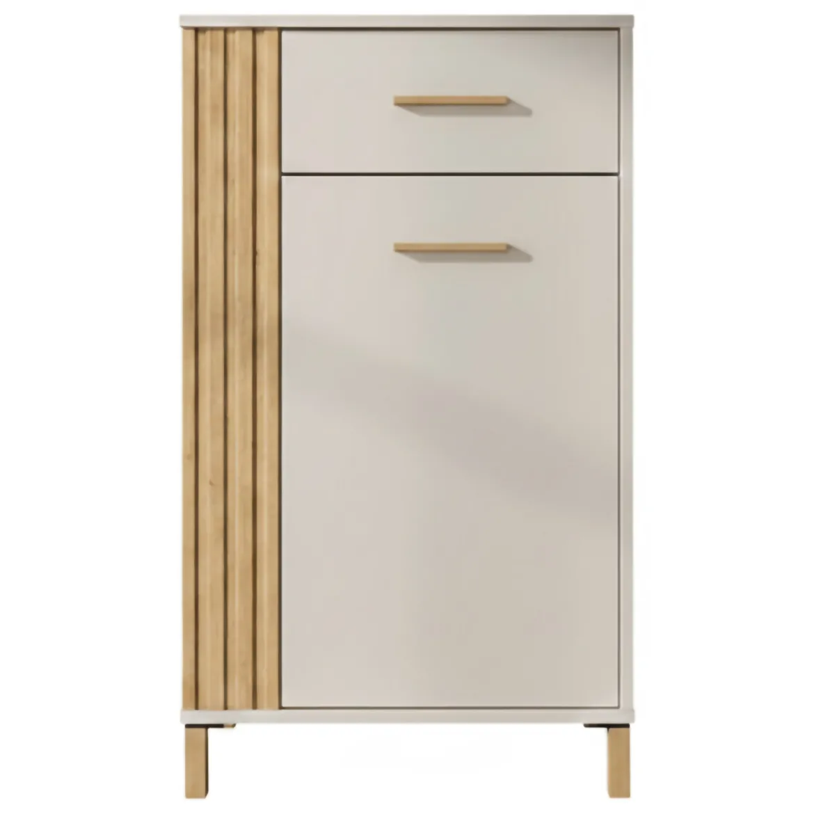 Mobile da Ingresso Bianco Crema Nero un Cassetto 2 Ripiani 51.5x35x98h cm, Un'anta - Trevi