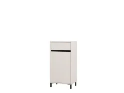Mobile da Ingresso Bianco Crema Nero un Cassetto 2 Ripiani 54.5x40x109.5h cm, Un'anta - Pollenza