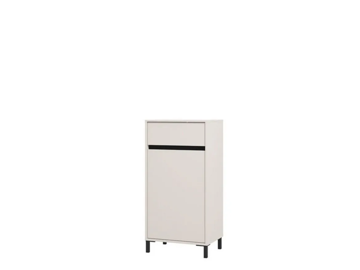 Mobile da Ingresso Bianco Crema Nero un Cassetto 2 Ripiani 54.5x40x109.5h cm, Un'anta - Pollenza