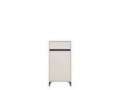 Mobile da Ingresso Bianco Crema Nero un Cassetto 2 Ripiani 54.5x40x109.5h cm, Un'anta - Pollenza