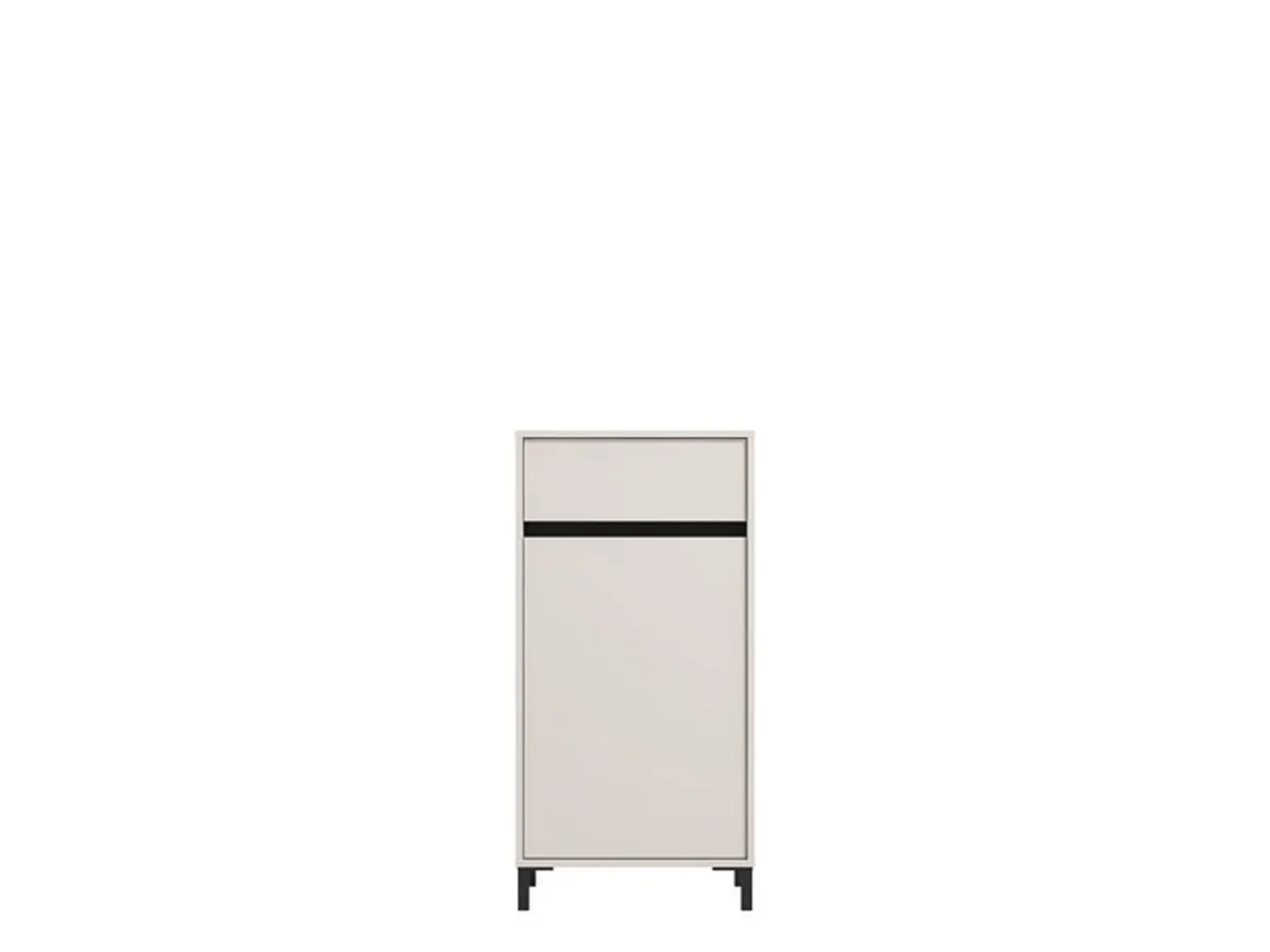 Mobile da Ingresso Bianco Crema Nero un Cassetto 2 Ripiani 54.5x40x109.5h cm, Un'anta - Pollenza
