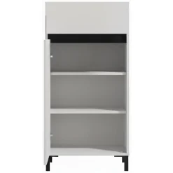 Mobile da Ingresso Bianco Crema Nero un Cassetto 2 Ripiani 54.5x40x109.5h cm, Un'anta - Pollenza